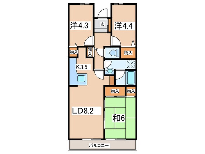 ヒルズ南戸塚3号棟の物件間取画像