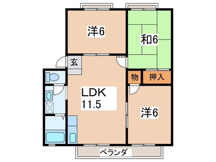 グリーンサイドハイツＤの物件間取画像
