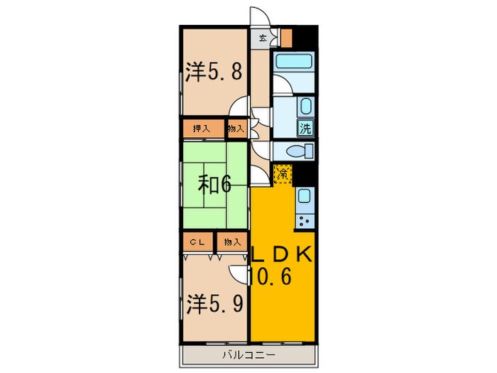 コスモ武蔵新城参番館の物件間取画像