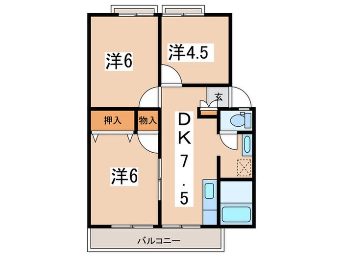 今宿モ－ルサイドⅡの物件間取画像