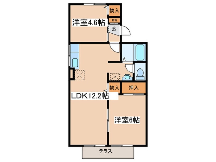 かしの木Ｂの物件間取画像