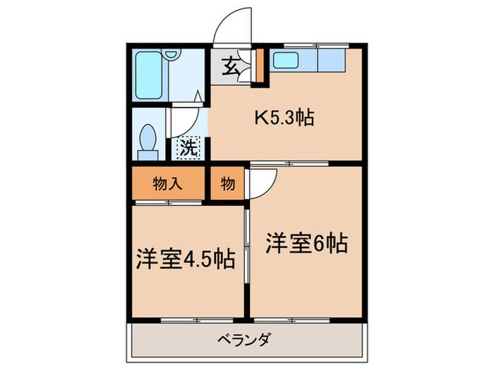 第六大野ハイツの物件間取画像