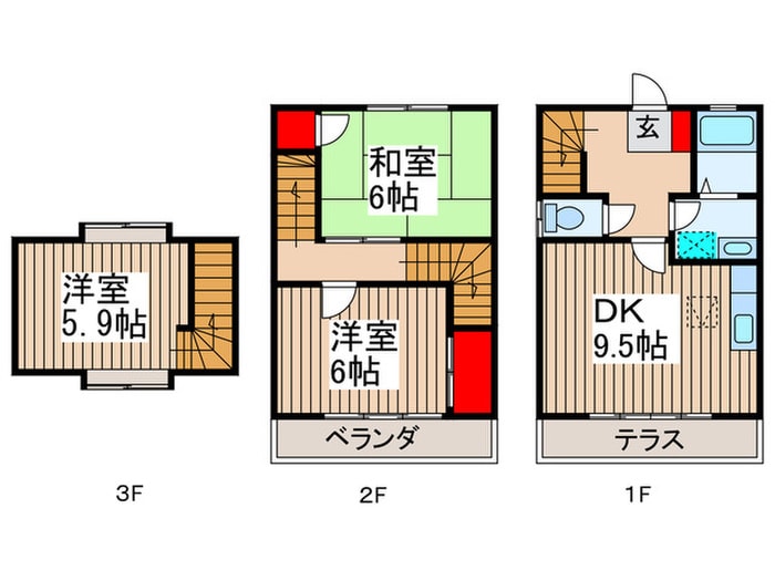 プロムナ－ド桶川Ａ棟の物件間取画像