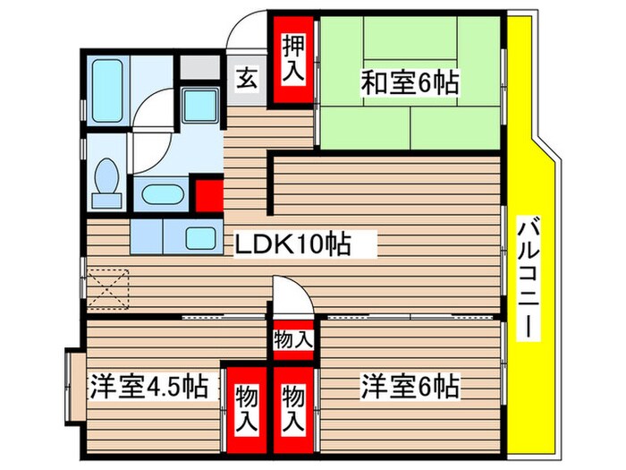 花見川ﾗｲｵﾝｽﾞﾌﾟﾗｻﾞ6号棟（502）の物件間取画像