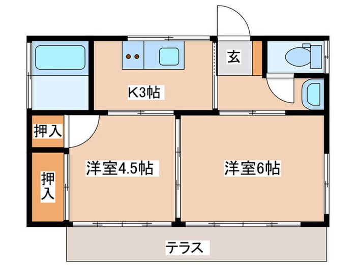 菊地貸家C号棟の物件間取画像