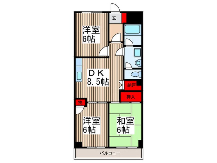 パ－ルマンション１の物件間取画像