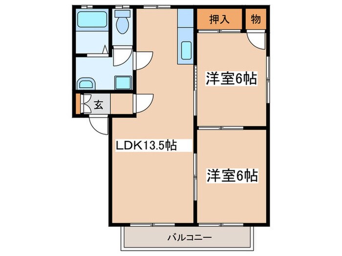 メルベ－ユ鴨宮Ｂの物件間取画像