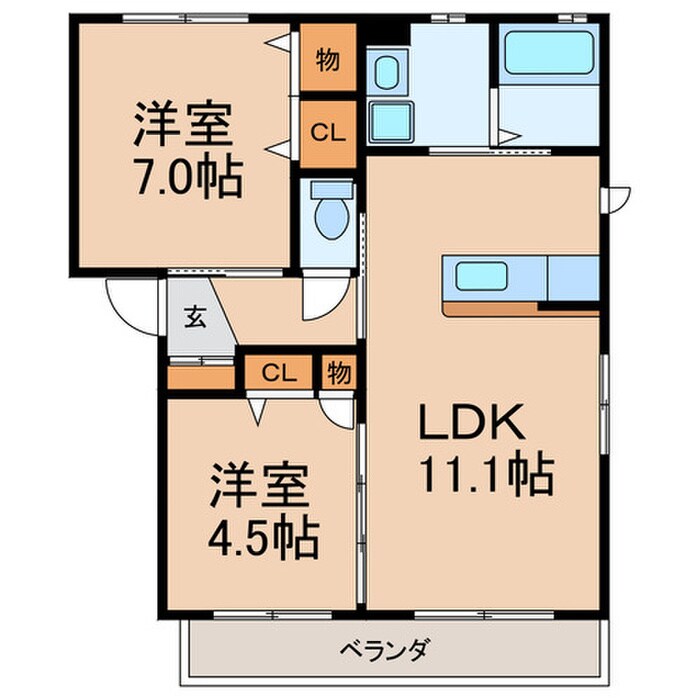 リトル マーべルＢの物件間取画像