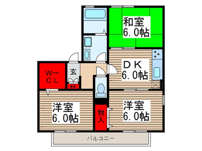 グリ－ン東川口Ⅱの物件間取画像