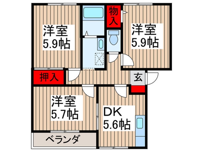 パークハイツ東町C棟の物件間取画像