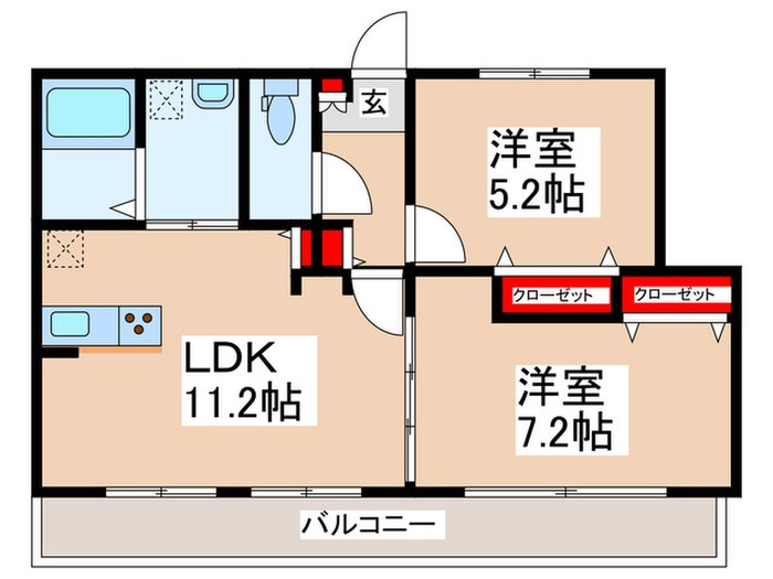 リベルタFussaの物件間取画像