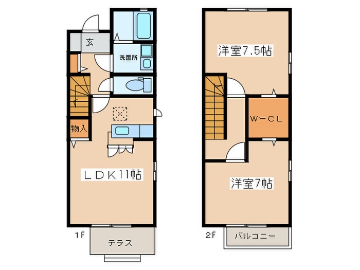 ロ－ズテラスＢの物件間取画像