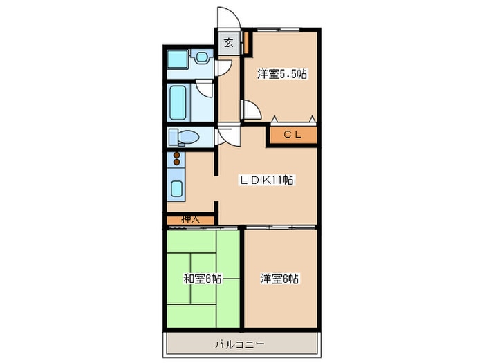 藤和本厚木コープⅡ（504）の物件間取画像