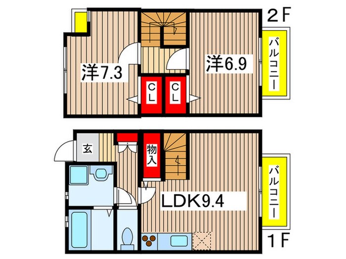 タウンハウスノバラⅡの物件間取画像