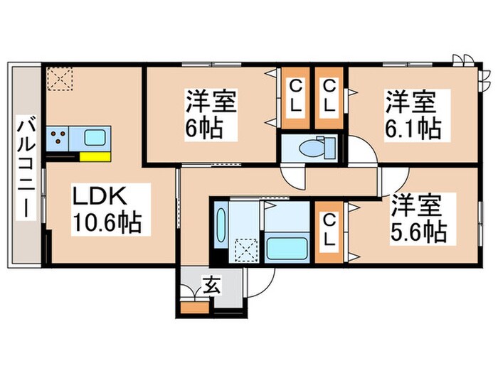 Ｓｕｎｎｙ　Ｈｉｌｌｓ　Ｂ棟の物件間取画像