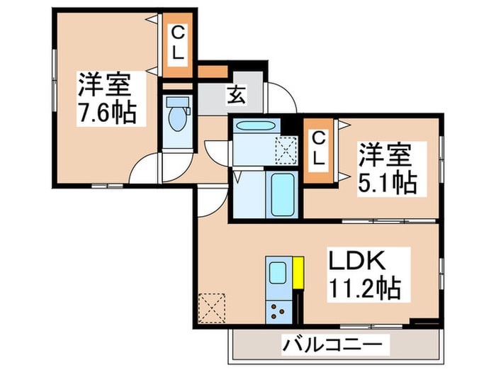 Ｓｕｎｎｙ　Ｈｉｌｌｓ　Ｂ棟の物件間取画像