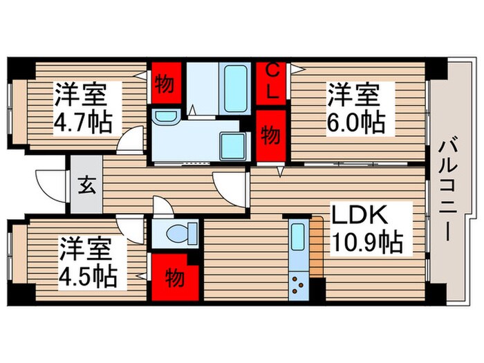 コ－ポレ－ト清瀬駅南４号棟の物件間取画像