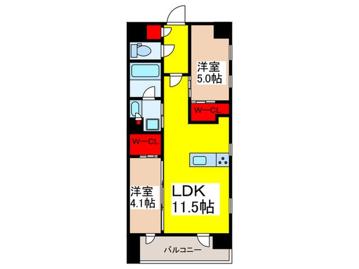 CLIOﾗｳﾞｪﾙﾃﾞｨ中央湊(1002)の物件間取画像