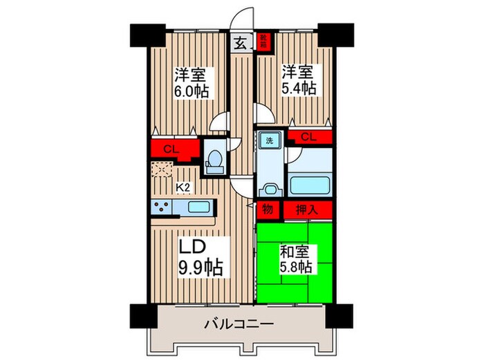 ﾗｲｵﾝｽﾞｽﾃｰｼﾞｷｬﾋﾟﾀﾙｲｰｽﾄ(605)の物件間取画像