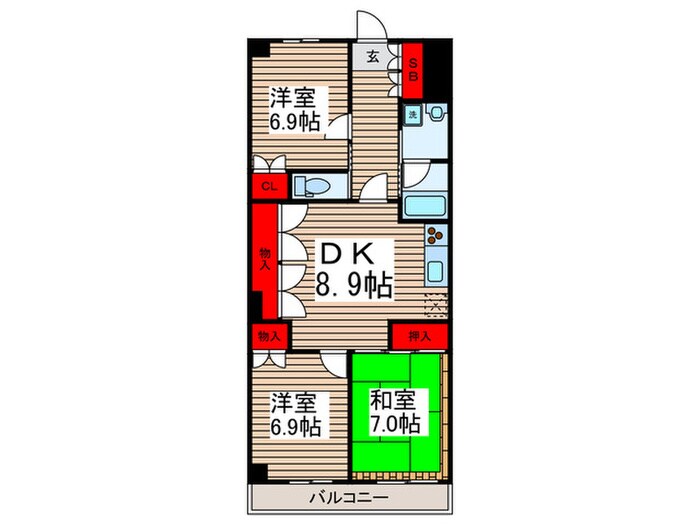 ラ・ポ－ル八番館の物件間取画像