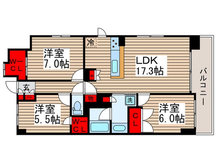 ｸﾚｽﾄﾌｫﾙﾑ柏ｻｳｽｳｲﾝｸﾞ(529)の物件間取画像