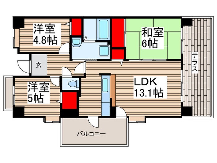 コ－ポレ－ト清瀬駅南１号棟の物件間取画像