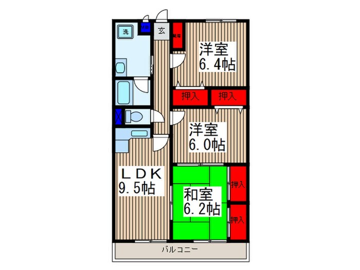 ヴェル・ヴィ－ル幸町の物件間取画像