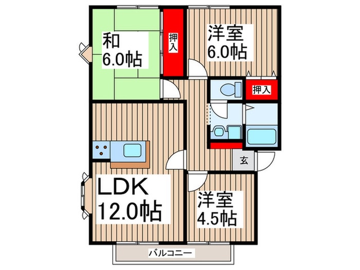 サンビレッジ中富南Bの物件間取画像