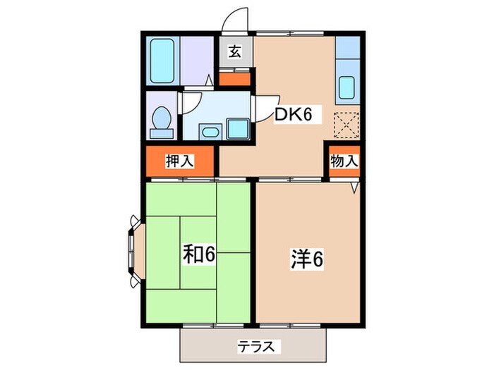 ザ・ドゥシェル(1－6号室)の物件間取画像