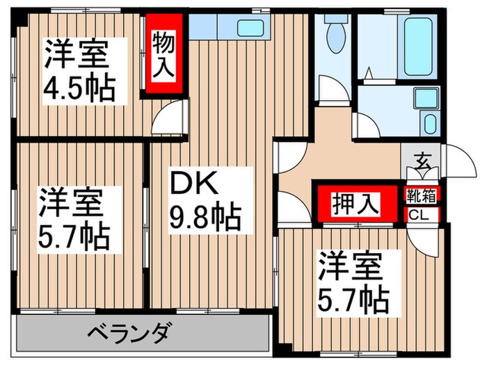 ホワイトヴィラ新所沢の物件間取画像