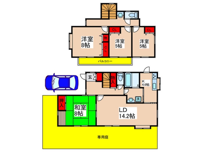 平賀学園台戸建ての物件間取画像