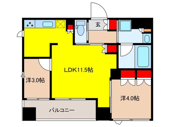 ﾗｲｵﾝｽﾞﾌｫｰｼｱ中央ＭＩＮＡＴＯの物件間取画像