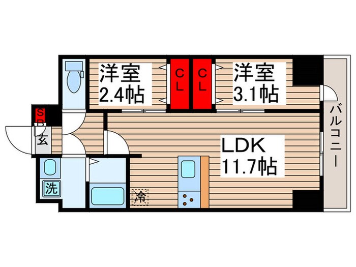 メイクスアート五反野の物件間取画像
