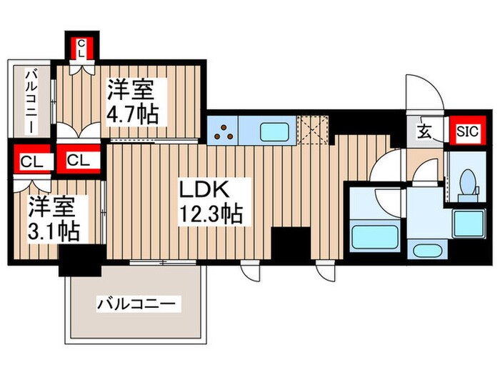 アーバネックス錦糸町ＮＯＲＴＨの物件間取画像