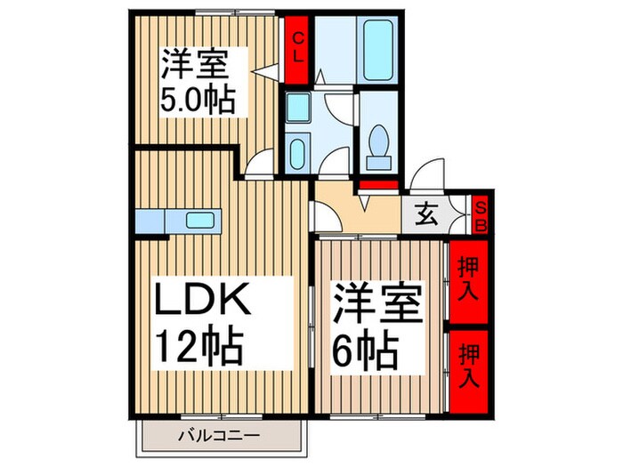 ハックベリ－Ｂ棟の物件間取画像