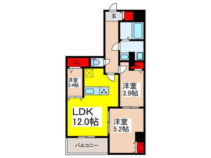 ｺﾝﾌｫﾘｱ・ﾘｳﾞ豊洲ｷｬﾅﾙの物件間取画像