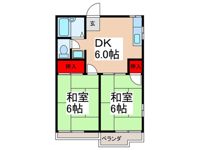 パ－ルハイツＢ棟の物件間取画像