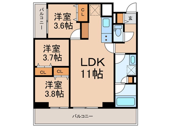 The Grand Terrace Wakabayashiの物件間取画像