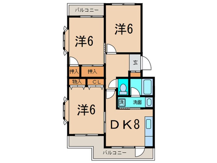 宮崎台オ－クビレッジＥ館の物件間取画像