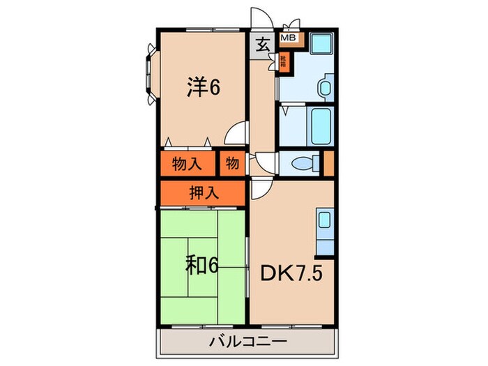 グリ－ンヒルズＢ棟の物件間取画像