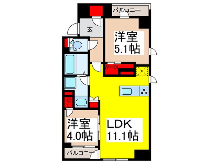 ｼｰｽﾞﾝﾌﾗｯﾂ日本橋人形町ﾌﾟﾚﾐｱの物件間取画像