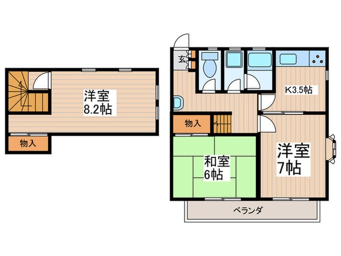 ハイツムサシノ８号棟の物件間取画像