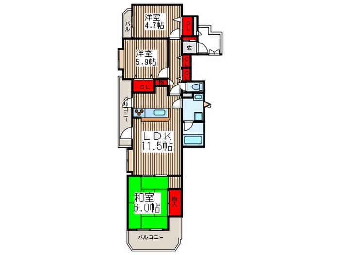 ライオンズユタカマンションの物件間取画像