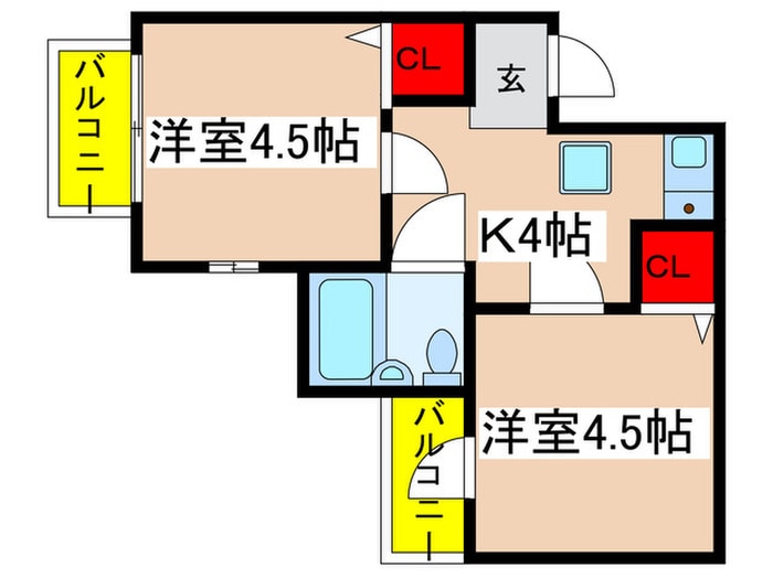 ﾐﾝｸﾞﾙAP 栗谷三番の物件間取画像