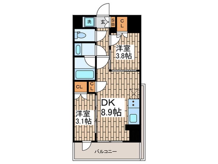 ﾊﾟｰｸｱｸｼｽ品川南大井ﾊﾟｰｸﾌﾛ ﾝﾄの物件間取画像