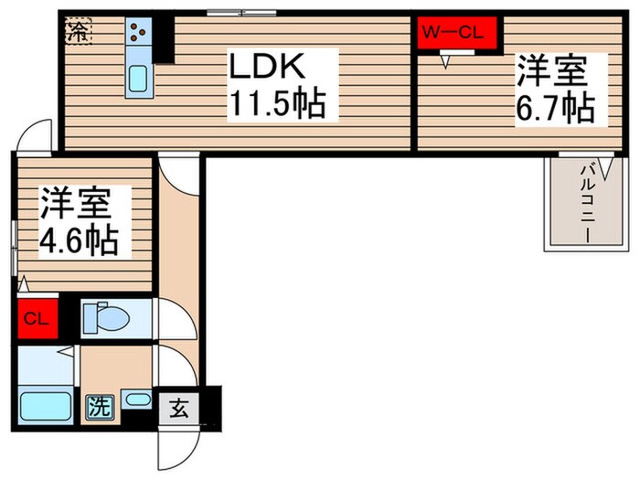 グラナーデ扇Ⅰ Aの物件間取画像