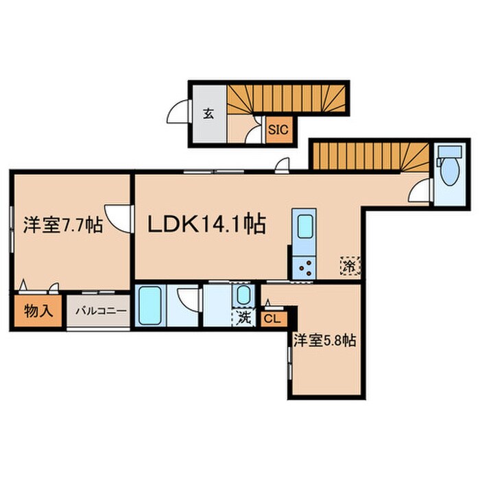 AX(ｱｯｸｽ）の物件間取画像