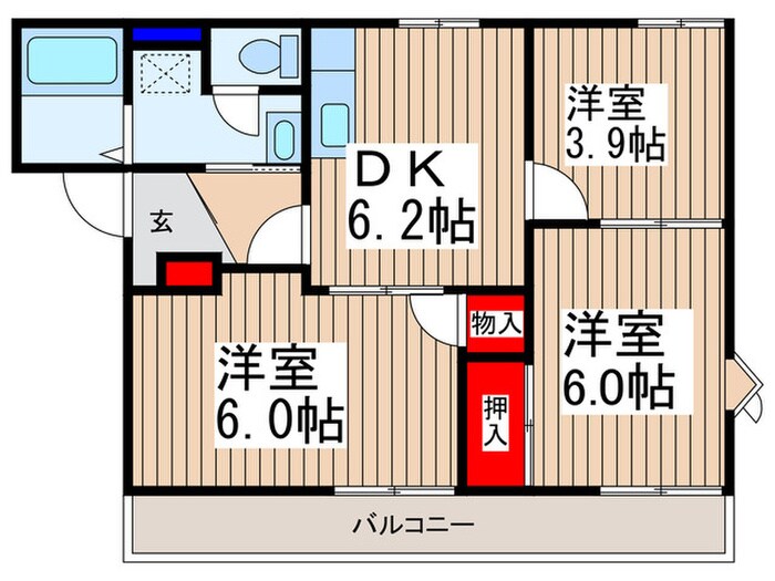 カスタニーフェルト新河岸の物件間取画像