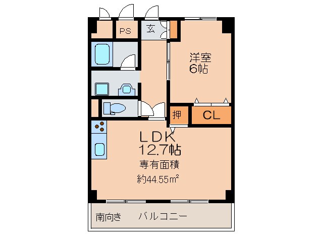 テラジハイツ１号館の物件間取画像