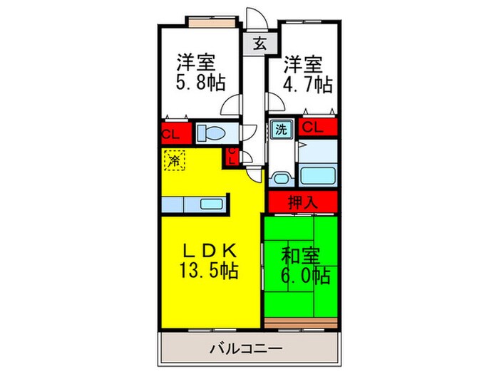 グリーンパレス竹園の物件間取画像